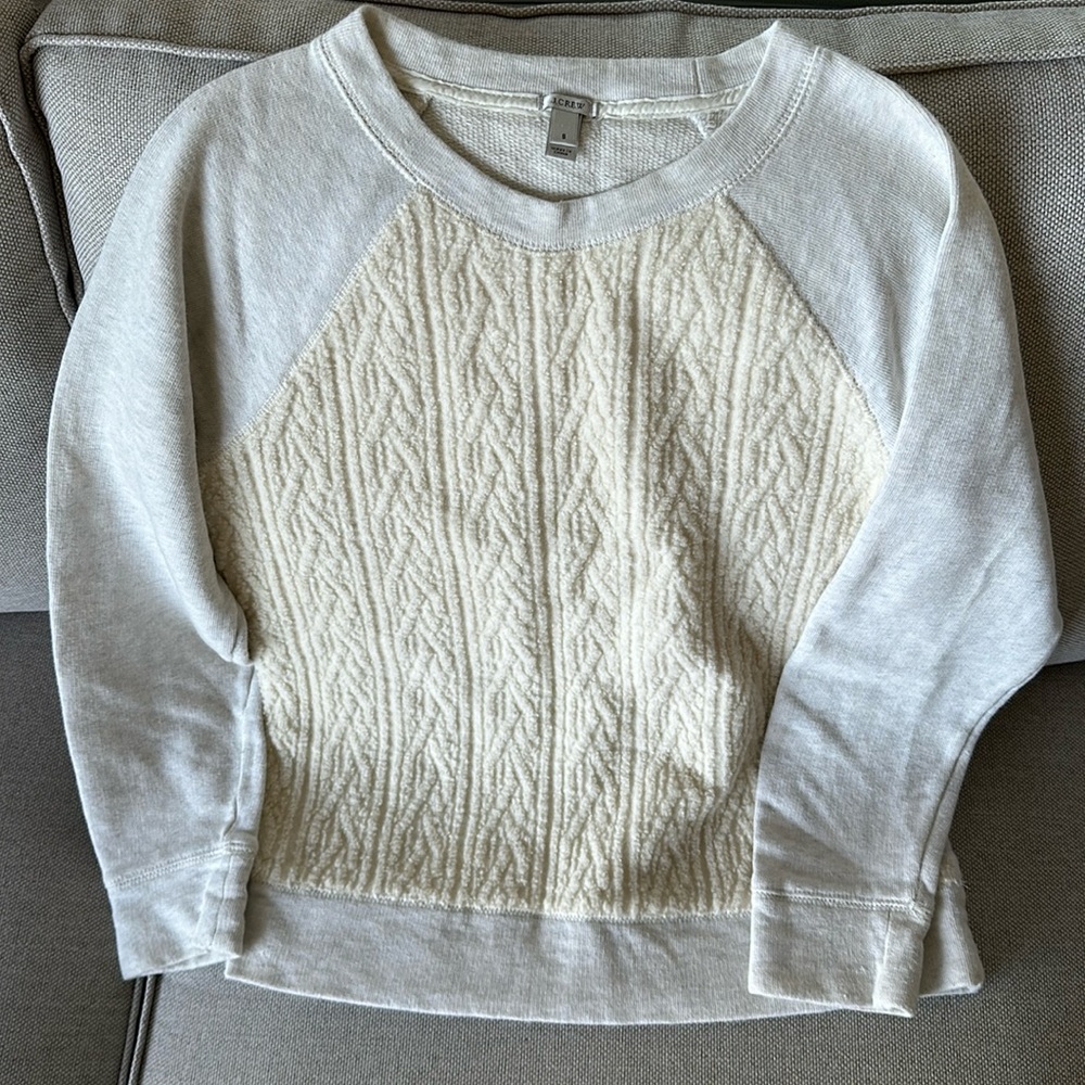 J CREW Raglan Sweatshirt Color Gray and Ivory Size S